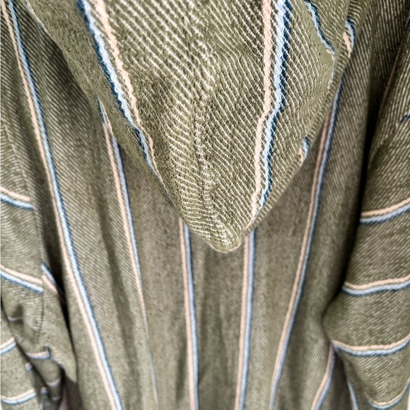 Natural Reflections Green Striped Baja Hoodie Pullover Sweater 2X - Picture 9 of 10